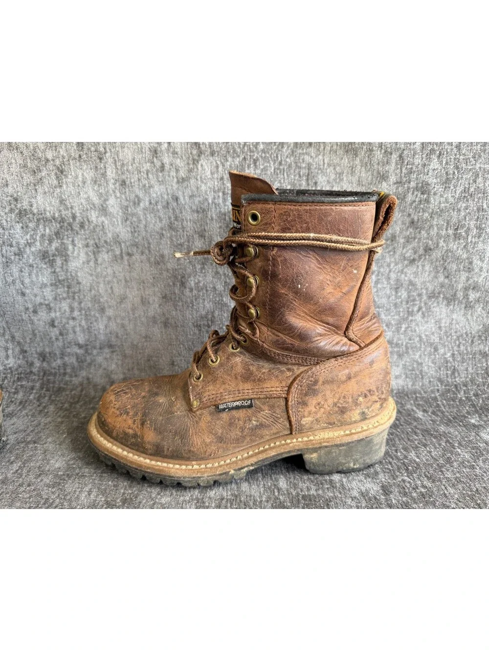 Carolina CA9821 Mens Size 8 Waterproof Logger Work Boots Brown Leather